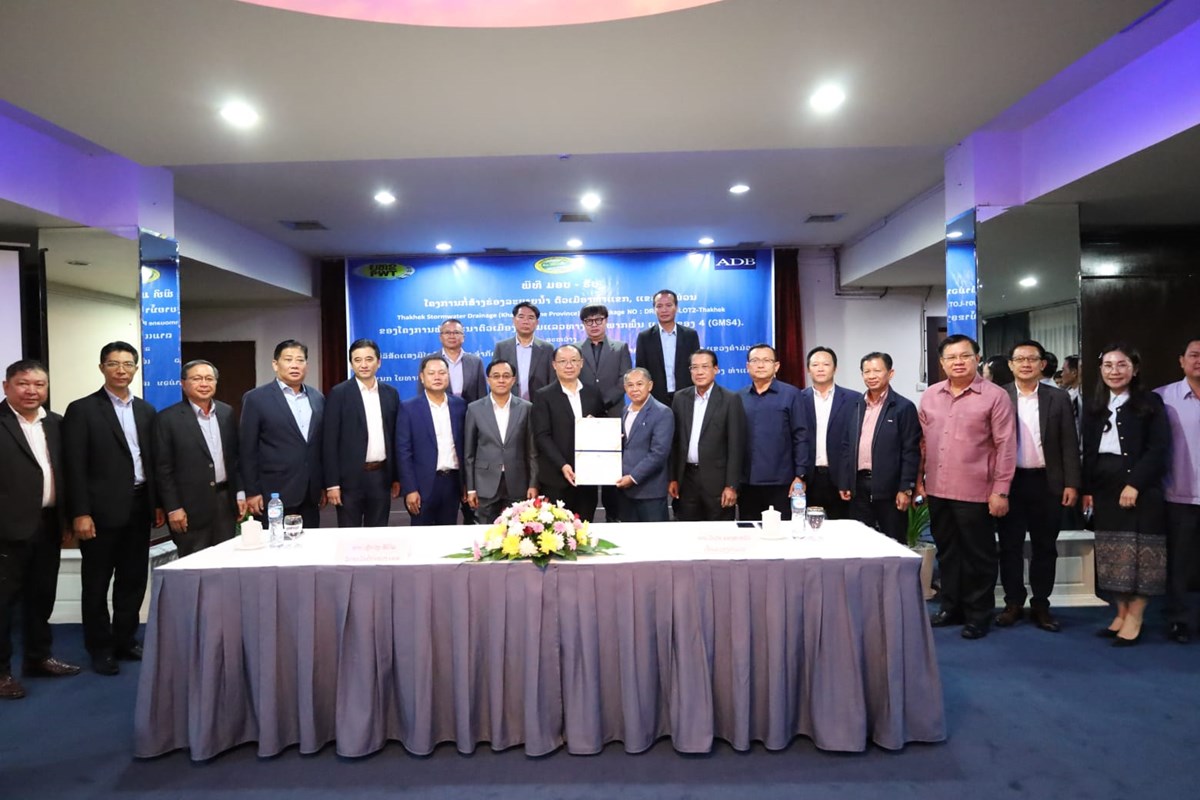 ມອບ-ຮບ ໂຄງການກສາງຮອງລະບາຍນາຕວເມອງທາແຂກ - image 1