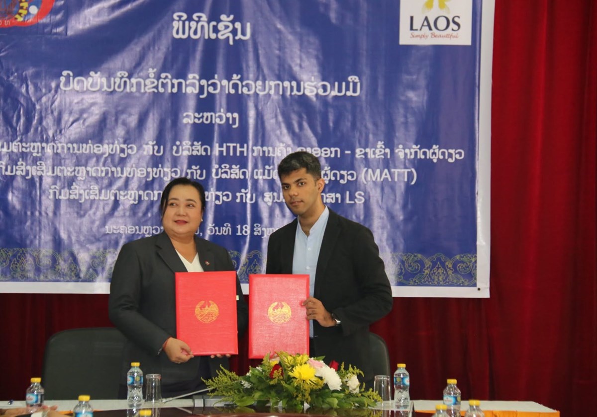 ເຊັນບົດບັນທຶກຂໍ້ຕົກລົງວ່າດ້ວຍການຮ່ວມມື ຍົກລະດັບວຽກງານສົ່ງເສີມຕະຫຼາດການທ່ອງທ່ຽວລາວ image 2 ເຊນບດບນທກຂຕກລງວາດວຍການຮວມມ ຍກລະດບວຽກງານສງເສມຕະຫາດການທອງທຽວລາວ - image 2