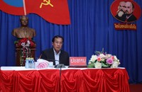 ສະຫາຍ ວັນໄຊ ພອງສະຫວັນ ເຄື່ອນໄຫວວຽກງານຢູ່ເມືອງຜົ້ງສາລີ