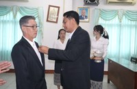 ບໍລິສັດ ລັດວິສາຫະກິດ ອຸປະກອນການສຶກສາ ໂຮງງານສໍຂາວທ່າແຂກ ປະດັບຫຼຽນກາລະນຶກ 50 ປີ ສປປ ລາວ