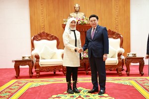 ປະທານສະພາແຫ່ງຊາດຮັບການເຂົ້າຢ້ຽມຂໍ່ານັບຂອງເລຂາທິການໃຫຍ່ AIPA