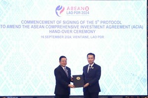 ລົງນາມອະນຸສັນຍາ ຄັ້ງທີ 5 ເພື່ອປັບປຸງສັນຍາການລົງທຶນຮອບດ້ານຂອງອາຊຽນ