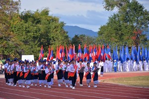 ສາລະວັນ ຝຶກຊ້ອມໃຫຍ່ ກຽມໃສ່ພິທີເປີດງານມະຫາກຳກິລານັກຮຽນມັດທະຍົມສຶກສາທົ່ວປະເທດ ຄັ້ງທີ VII