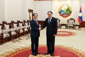 ນາຍົກລັດຖະມົນຕີ ຕ້ອນຮັບ  ຮອງນາຍົກລັດຖະມົນຕີ ລັດຖະມົນຕີຕ່າງປະເທດ ແຫ່ງ ສສ ຫວຽດນາມ