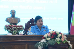 ແມ່ຍິງ ຄອສພ ປາຖະກະຖາສະຫຼອງວັນສ້າງຕັ້ງສະຫະພັນແມ່ຍິງລາວ ຄົບຮອບ 70 ປີ