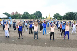 ນວ ຈັດກິດຈະກຳ ເຕັ້ນແອໂຣບິກ ສະຫຼອງວັນກິລາ-ກາຍະກຳແຫ່ງຊາດ ຄົບຮອບ 59 ປິ