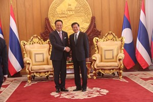 ປະທານປະເທດ ຕ້ອນຮັບການເຂົ້າຢ້ຽມຂໍ່ານັບຂອງ ນາຍົກລັດຖະມົນຕີ ຣາຊະອານາຈັກໄທ