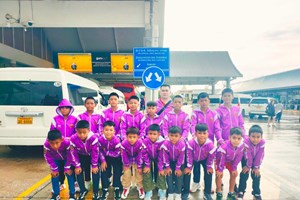 ທັບນັກກິລາເຍົາວະຊົນ ຢູ-10 ເບສະຫວັນ ເດີນທາງເຂົ້າຮ່ວມແຂ່ງຂັນບານເຕະນານາຊາດ ທີ່ແຂວງຊຽງໃໝ່