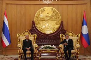 ປະທານປະເທດ ແຫ່ງ ສປປ ລາວ ຕ້ອນຮັບການເຂົ້າຢ້ຽມຂໍ່ານັບ ຂອງ ປະທານລັດຖະສະພາ ແຫ່ງ ຣາຊະອານາຈັກໄທ