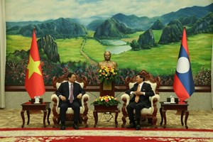 ເລຂາທິການໃຫຍ່ ປະທານປະເທດ ຕ້ອນຮັບ ນາຍົກລັດຖະມົນຕີ ແຫ່ງ ສສ ຫວຽດນາມ