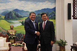 ປະທານປະເທດ ຕ້ອນຮັບ ຮອງນາຍົກລັດຖະມົນຕີ ລັດຖະມົນຕີກະຊວງກາຣາໂຫມ ແຫ່ງຣາຊະອານາຈັກໄທ