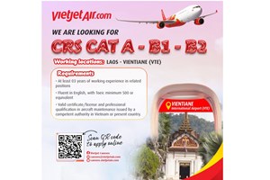 Vietjetສາຍການບິນເອກະຊົນທີ່ໃຫຍ່ທີ່ສຸດຂອງຫວຽດນາມ ຕ້ອງການເພື່ອນຮ່ວມງານຕຳແໜ່ງວິສະວະກອນເຮືອບິນ