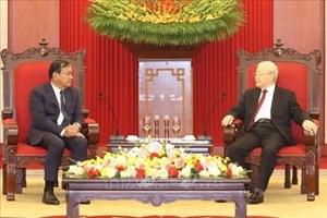 ເລຂາທິການໃຫຍ່ ຫວຽດນາມ ຕ້ອນຮັບຄະນະຜູ້ແທນຂັ້ນສູງກຳປູເຈຍ