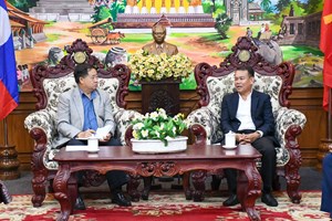 ຮອງເຈົ້າແຂວງຈໍາປາສັກ ຕ້ອນຮັບ ຮອງປະທານກໍາມາທິການ ເສດຖະກິດ, ເຕັກໂນໂລຊີ ແລະ ສິ່ງແວດລ້ອມ ສະພາແຫ່ງຊາດ 