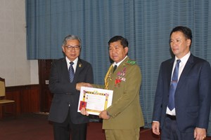 ຫຼວງນໍ້າທາ ປາຖະກະຖາມູນເຊື້ອວັນສ້າງຕັ້ງກຳລັງປ້ອງກັນຄວາມສະຫງົບ