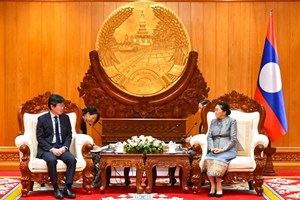 ຮອງປະທານປະເທດ ຕ້ອນຮັບເອກອັກຄະຣາຊະທູດ ຍີ່ປຸ່ນ ເຂົ້າຢ້ຽມອໍາລາ