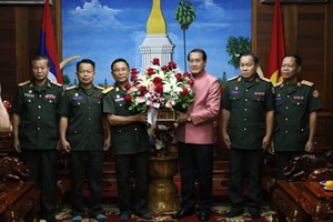 ຄະນະນໍາກອງພົນທະຫານຮາບທີ 4 ອວຍພອນເຈົ້າແຂວງຄໍາມ່ວນເນື່ອງໃນໂອກາດປີໃໝ່ລາວ