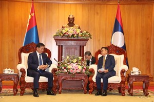 ປະທານສະພາແຫ່ງຊາດ ຕ້ອນຮັບການຢ້ຽມຢາມພົບປະຂອງ ປະທານາທິບໍດີ ມົງໂກລີ