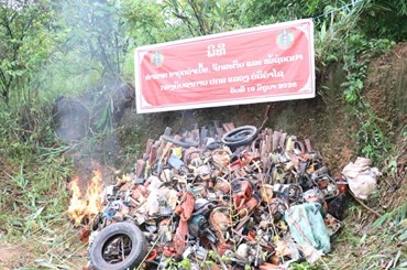 ປກສ ບໍລິຄໍາໄຊ ຈູດທໍາລາຍອາວຸດລ່າເນື້ອ ຈັກສະຕິນ ແລະ ເຄື່ອງຊັອດປາ