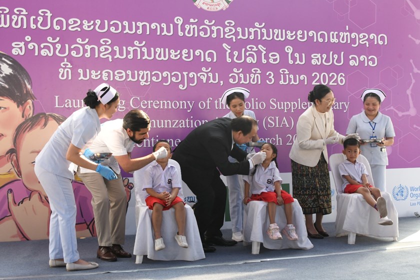 ເປີດຂະບວນການໃຫ້ວັກຊິນ ປ້ອງກັນພະຍາດແຫ່ງຊາດ ໂປລີໂອ