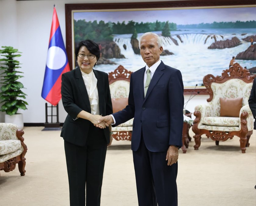 ຫົວໜ້າ ຄອສພ ຕ້ອນຮັບທູດ ສປ ຈີນ ປະຈໍາ ສປປ ລາວ