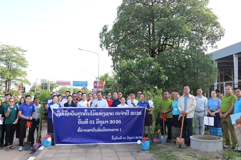 ດ່ານສາກົນຂົວມິດຕະພາບ 1 ປູກດອກໄມ້ປະດັບ ໃນ​ໂອ​ກາດ​ວັນ​ປູກ​ຕົ້ນ​ໄມ້​ແຫ່ງ​ຊາດ