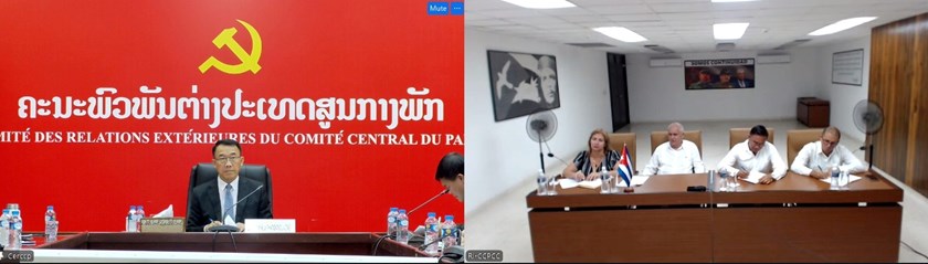 ຫົວໜ້າຄະນະພົວພັນຕ່າງປະເທດສູນກາງພັກ ປປ ລາວ ພົບປະກັບ ຫົວໜ້າຄະນະພົວພັນຕ່າງປະເທດສູນກາງພັກກອມນູນິດກູບາ