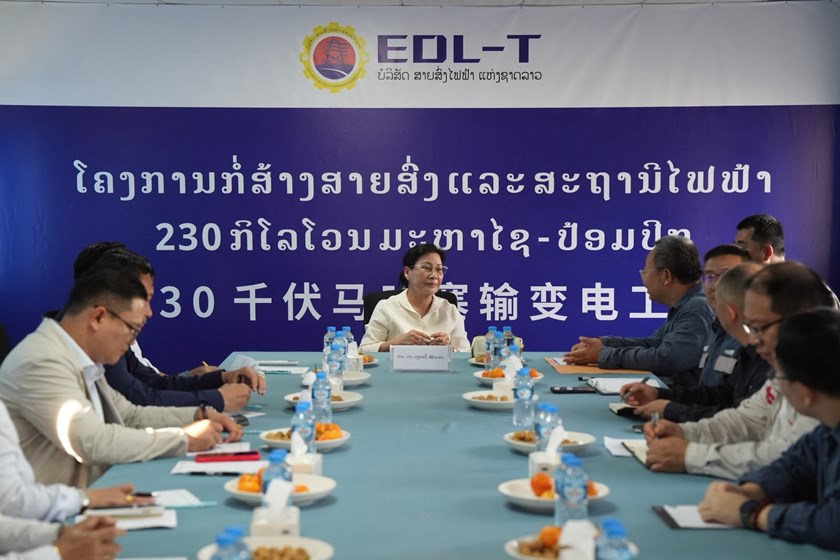 ຮອງປະທານປະເທດ ລົງຕິດຕາມໂຄງການກໍ່ສ້າງສະຖານີ ແລະ ສາຍສົ່ງໄຟຟ້າ 230 ກິໂລໂວນ ມະຫາໄຊ ຂອງ EDL-T